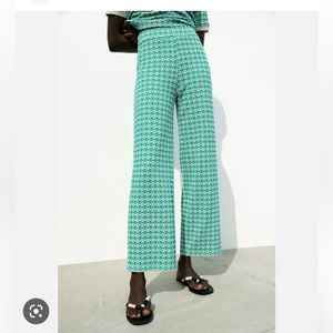Zara green jacquard pants